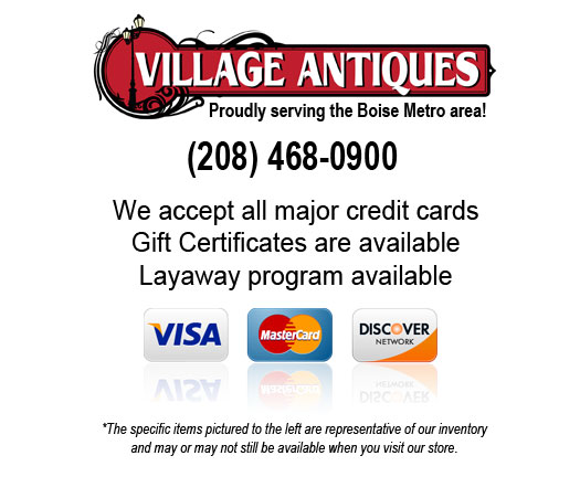 Village Antiques accepts all major credit cards!